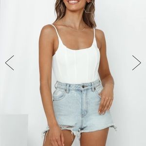 Hello Molly White Corset Bodysuit